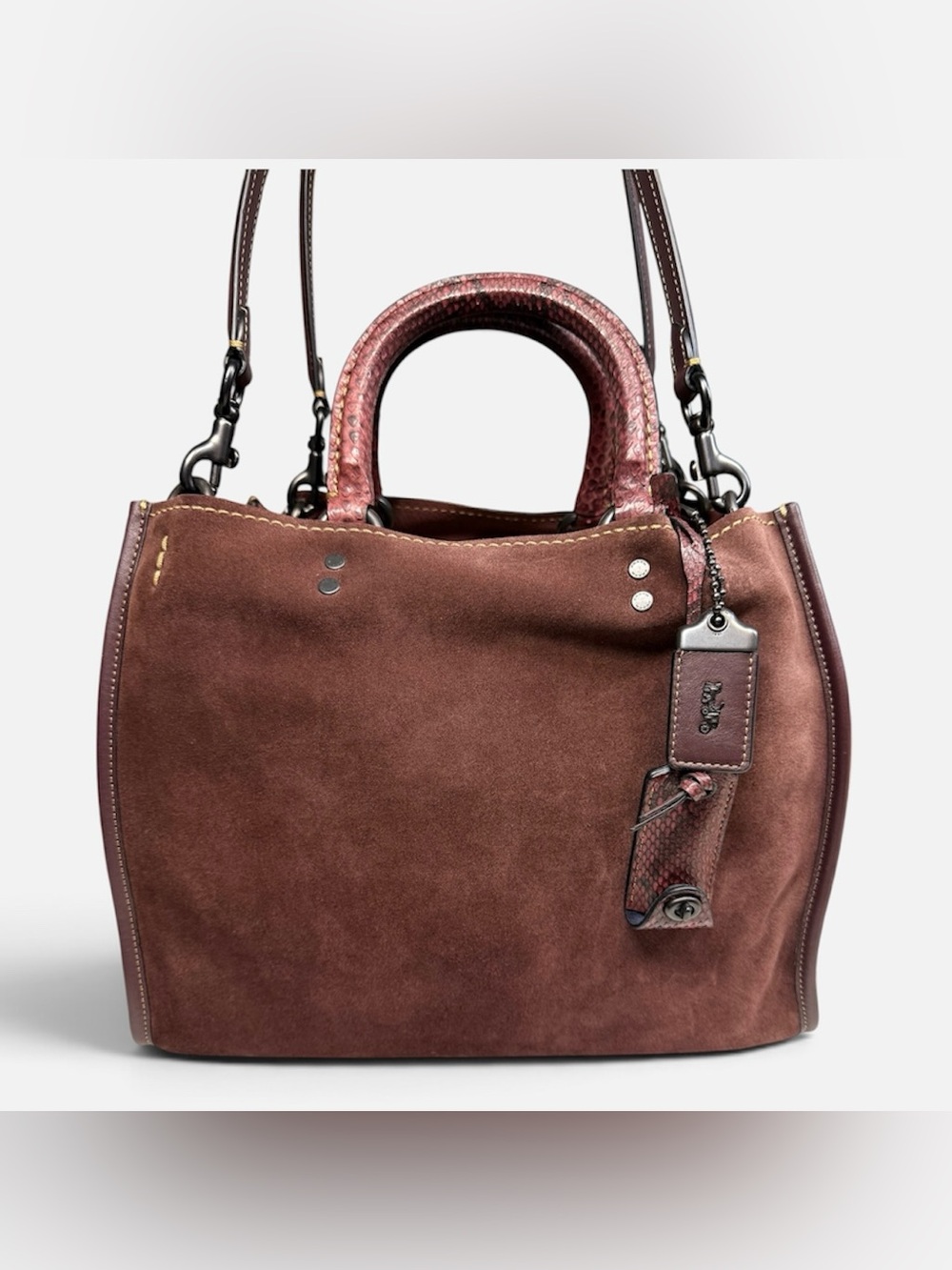 NWT Coach Suede & Python MTO Rogue 30 in Bordeaux- Style No. 87183